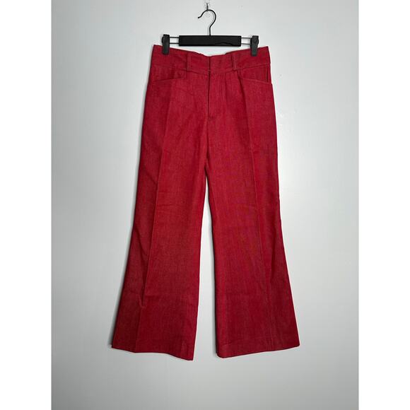 Handmade Women's Red High Waist Wide Leg Flared Trouser‎ Pants No Size - Picture 1 of 7